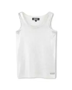 Серебристая девичья футболка без рукавов DKNY, серебряный