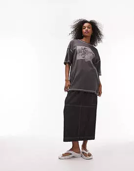 Серебристая футболка оверсайз для скейтбордистов Topshop Graphic License Museum of Youth Culture