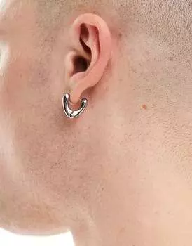 Серебристая серьга-кольцо с геометрией ASOS DESIGN