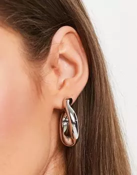 Серебристая серьга-кольцо с поворотными звеньями ASOS DESIGN