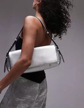 Серебристая структурированная сумка через плечо Topshop – Stevie