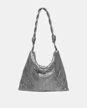 Серебристая сумка через плечо из металлизированной сетки Abbacino