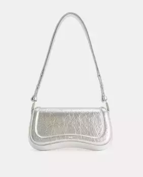 Серебристая сумка через плечо Joy среднего размера с клапаном JW PEI, серебрянный
