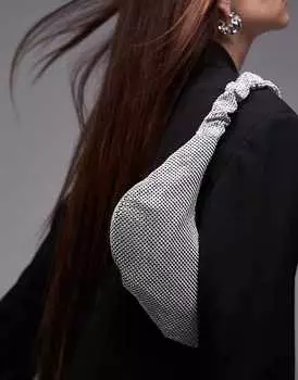 Серебристая сумка через плечо Topshop Solane со стразами и ручкой с рюшами