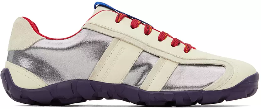 Серебристо-бежевые кроссовки со вставками Wales Bonner