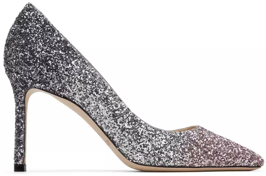 Серебристо-розовые туфли Romy 85 на каблуке Jimmy Choo