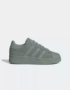 Серебристо-зеленые кроссовки adidas Originals Superstar