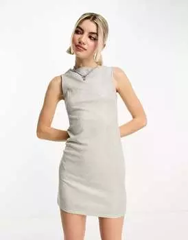 Серебристое блестящее платье мини-комбинации COLLUSION