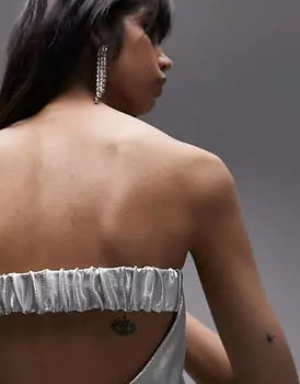 Серебристое платье миди с эффектом металлик Topshop