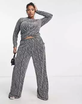 Серебристые блестящие широкие брюки Vero Moda