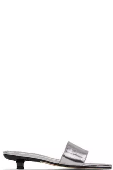 Серебристые босоножки Ceni Eel из металлизированной кожи на каблуке BY FAR