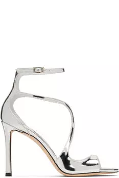 Серебристые босоножки на каблуке Azia 95 Jimmy Choo