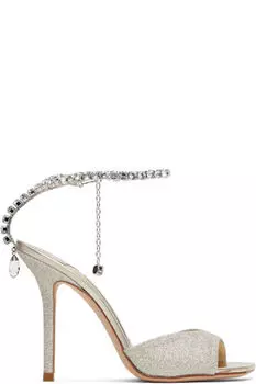 Серебристые босоножки на каблуке Saeda 100 Jimmy Choo