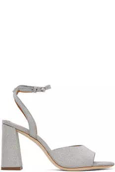 Серебристые босоножки Solange на каблуке Staud