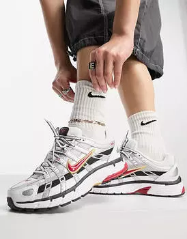 Серебристые и красные кроссовки Nike P-6000