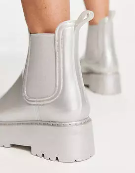 Серебристые массивные резиновые сапоги челси ASOS DESIGN Gadget