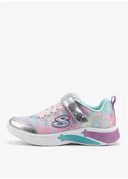 Серебристые прогулочные кроссовки для девочек 302324N SMLT STAR Sparks Skechers