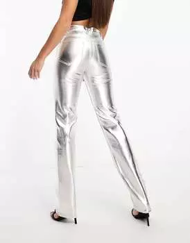 Серебристые прямые джинсы в стиле 90-х ASOS DESIGN Tall