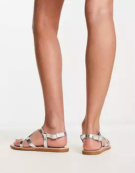 Серебристые сандалии с ремешками и мягкой подошвой South Beach