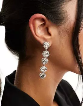Серебристые серьги-капли в форме сердца и обруча с кристаллами ASOS DESIGN
