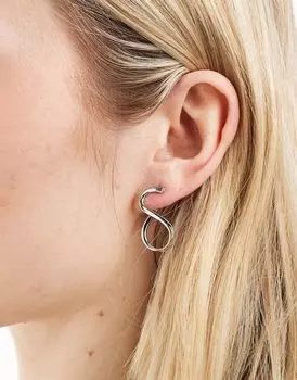 Серебристые серьги-кольца ASOS DESIGN с покачивающимися застежками сзади и спереди