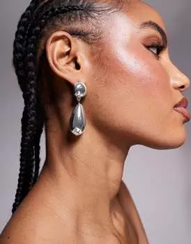 Серебристые серьги-подвески ASOS DESIGN со сферами