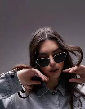 Серебристые солнцезащитные очки "кошачий глаз" в металлической оправе Topshop Daisy