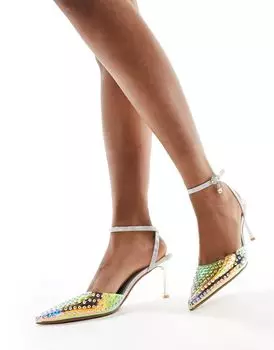 Серебристые туфли на остром каблуке Simmi London Lolia SIMMI Shoes