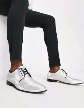 Серебристые туфли на шнуровке ASOS