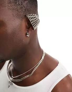 Серебристый кафф с клеткой для ушей ASOS DESIGN