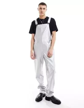 Серебристый комбинезон из искусственной кожи ASOS DESIGN