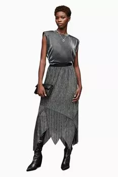 Серебристый Мика Металлик Без Рукавов All Saints, серебряный