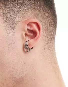 Серебристый многослойный кафф для ушей ASOS DESIGN