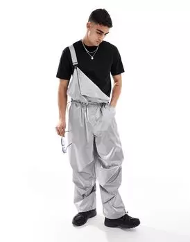Серебристый нейлоновый комбинезон-парашют ASOS DESIGN