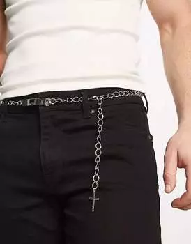 Серебристый ремень-цепочка Faded Future с подвеской в виде креста