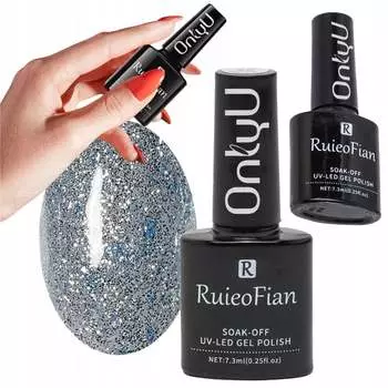 СЕРЕБРИСТЫЙ СИНИЙ ГИБРИДНЫЙ ЛАК ДЛЯ НОГТЕЙ С БЛЕСТКАМИ УФ-ЛАК/L133 OnlyU