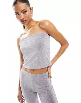 Серебристый топ-бандо с блестками Vila