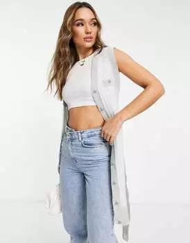 Серебристый вязаный жилет River Island