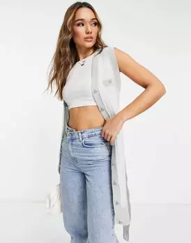 Серебристый вязаный жилет River Island