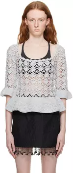 Серебряная блузка с баской GANNI