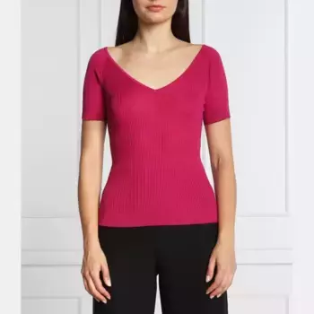 Серебряная футболка узкого кроя Max&Co., фуксия