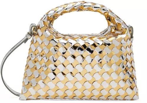 Серебряная и золотая мини-сумка Hop Bottega Veneta