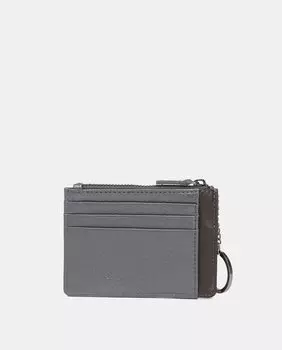 Серебряная кожаная визитница с вырезанным логотипом и портмоне для монет Abbacino, серебро