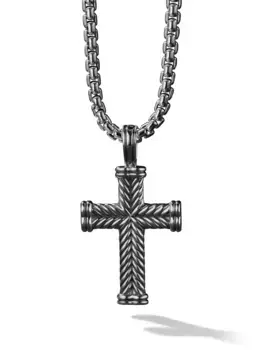 Серебряная подвеска Chevron Cross (33.5 мм) David Yurman, серебяный