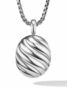 Серебряная подвеска Sculpted Cable Locket David Yurman, серебряный