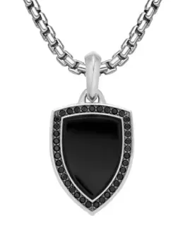 Серебряная подвеска Shield с ониксом и бриллиантами David Yurman, серебяный