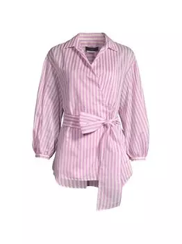 Серебряная рубашка из хлопка и шелка Weekend Max Mara, сиреневый