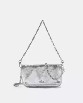 Серебряная сумка через плечо с клапаном Brownie, серебряный