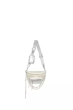 Серебряная сумка-двойник на длинном ремешке Steve Madden, серебряный