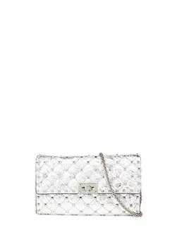 Серебряная женская кожаная сумка rockstud Valentino Garavani